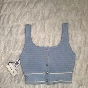 Aritzia Blue Sleeveless Ribbed Crop Tank